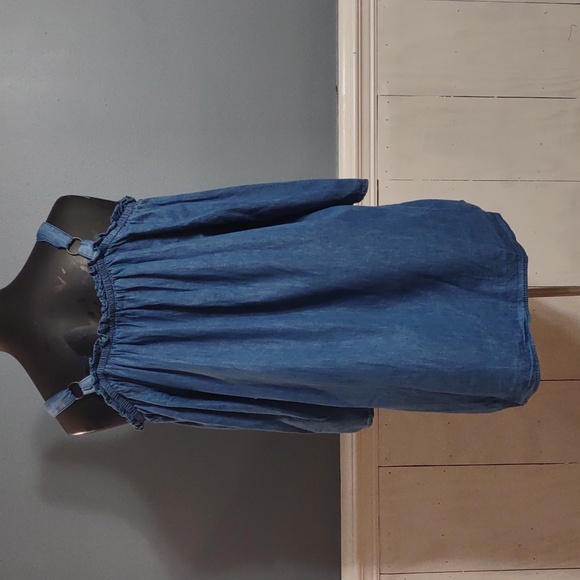 Speed Limit MPH Women's Denim Blouse Sz 2X Med Wash Boho Chic Peasant Hippie NWT - Picture 10 of 11